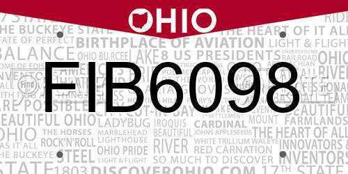 FIB6098 Ohio License Plate