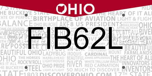 FIB62L Ohio License Plate