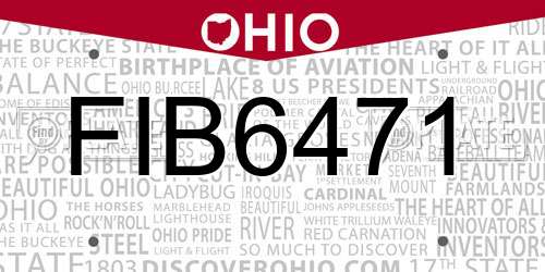 FIB6471 Ohio License Plate