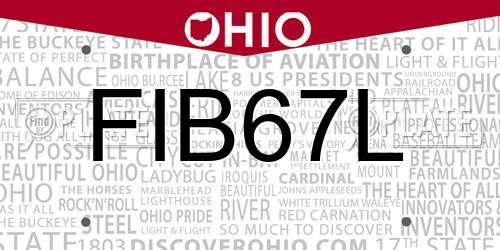 FIB67L Ohio License Plate