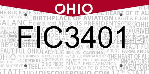FIC3401 Ohio License Plate
