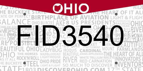 FID3540 Ohio License Plate