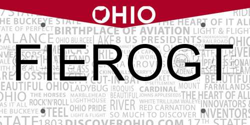 FIEROGT Ohio License Plate