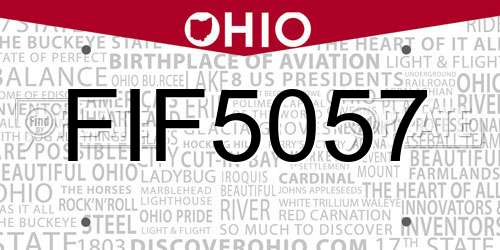 FIF5057 Ohio License Plate