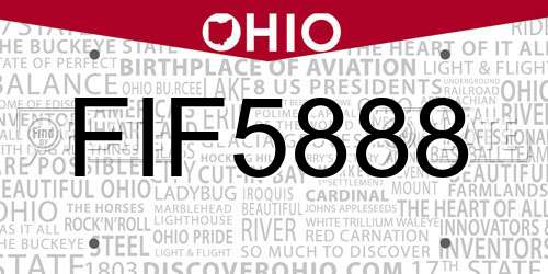 FIF5888 Ohio License Plate