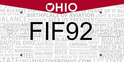 FIF92 Ohio License Plate