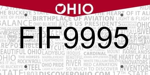 FIF9995 Ohio License Plate