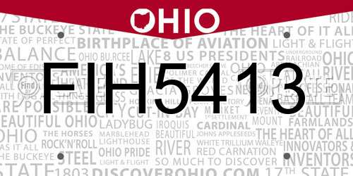 FIH5413 Ohio License Plate