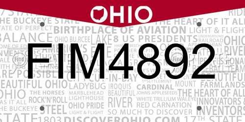 FIM4892 Ohio License Plate