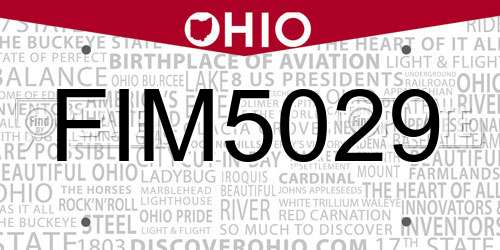 FIM5029 Ohio License Plate