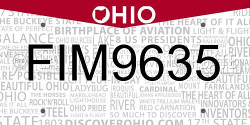FIM9635 Ohio License Plate