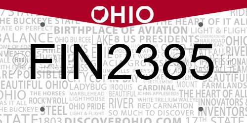 FIN2385 Ohio License Plate