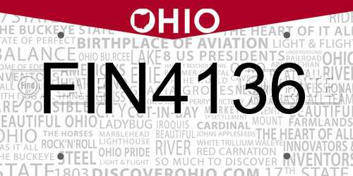 FIN4136 Ohio License Plate