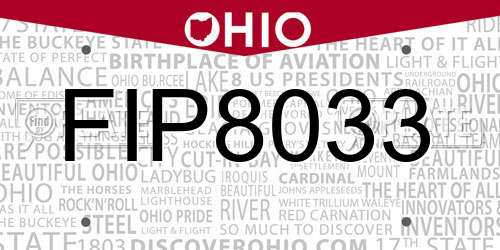 FIP8033 Ohio License Plate