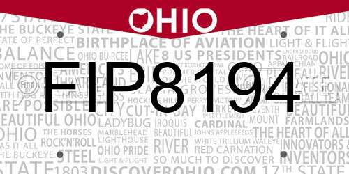 FIP8194 Ohio License Plate