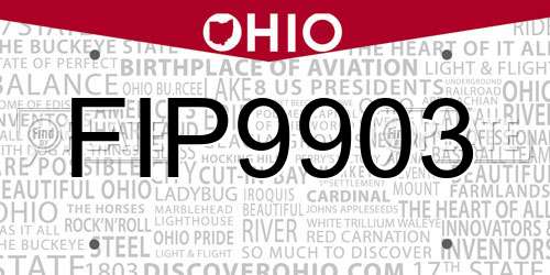FIP9903 Ohio License Plate