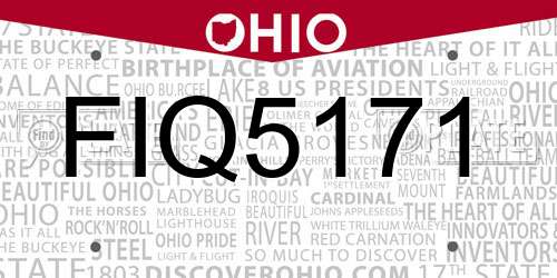 FIQ5171 Ohio License Plate