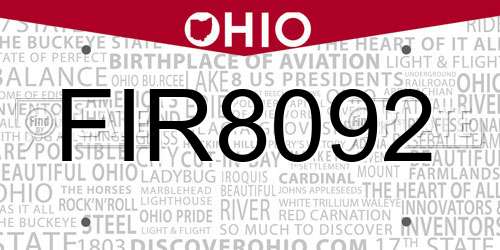 FIR8092 Ohio License Plate