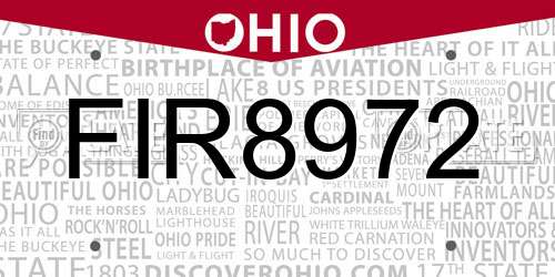 FIR8972 Ohio License Plate