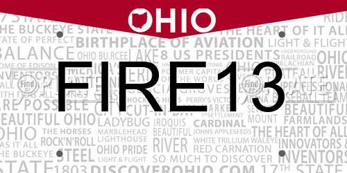 FIRE13 Ohio License Plate