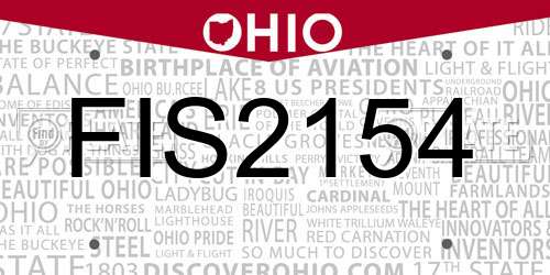 FIS2154 Ohio License Plate
