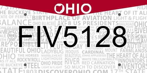 FIV5128 Ohio License Plate