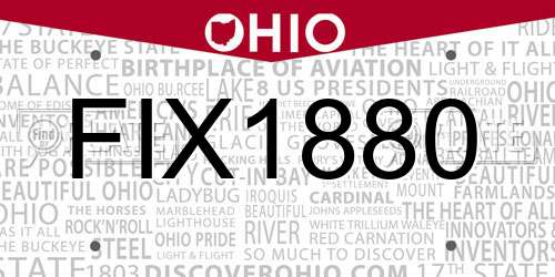 FIX1880 Ohio License Plate