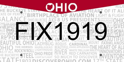 FIX1919 Ohio License Plate