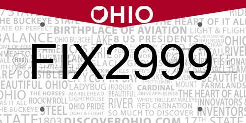 FIX2999 Ohio License Plate