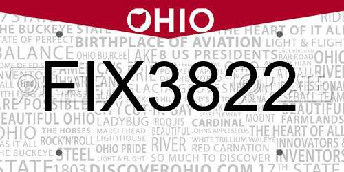 FIX3822 Ohio License Plate