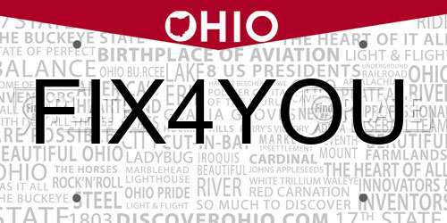 FIX4YOU Ohio License Plate