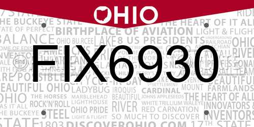 FIX6930 Ohio License Plate