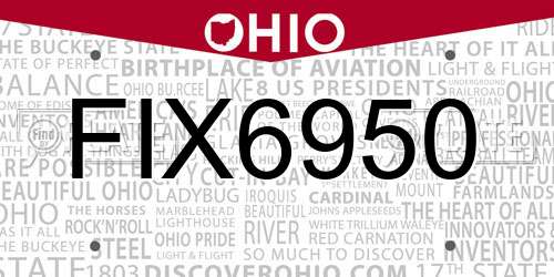 FIX6950 Ohio License Plate
