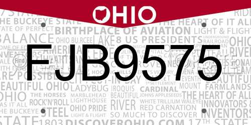 FJB9575 Ohio License Plate