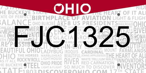 FJC1325 Ohio License Plate