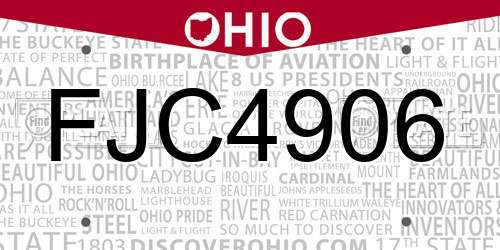 FJC4906 Ohio License Plate