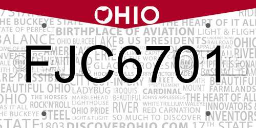 FJC6701 Ohio License Plate