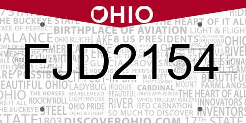 FJD2154 Ohio License Plate