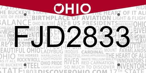 FJD2833 Ohio License Plate
