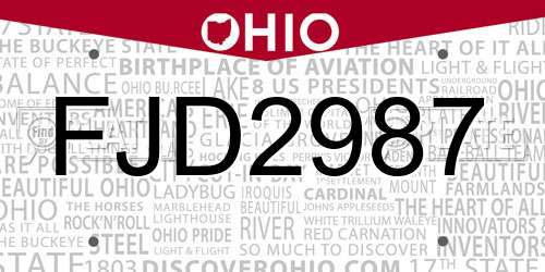 FJD2987 Ohio License Plate