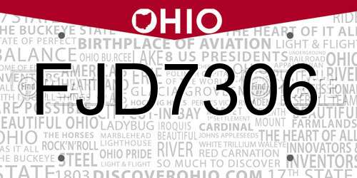 FJD7306 Ohio License Plate