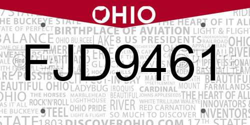 FJD9461 Ohio License Plate