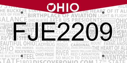 FJE2209 Ohio License Plate