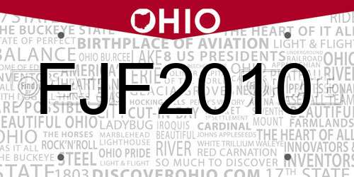FJF2010 Ohio License Plate