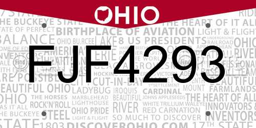 FJF4293 Ohio License Plate
