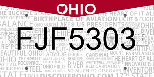 FJF5303 Ohio License Plate