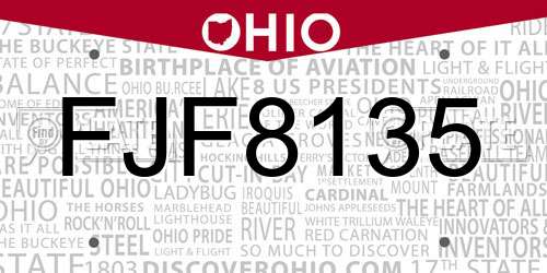 FJF8135 Ohio License Plate