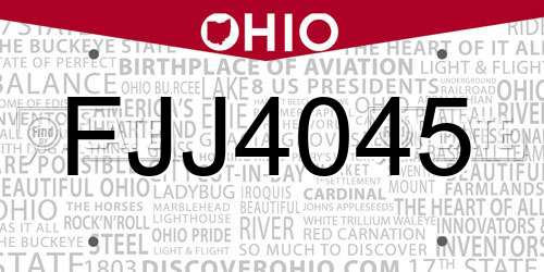 FJJ4045 Ohio License Plate