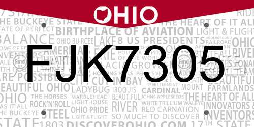 FJK7305 Ohio License Plate