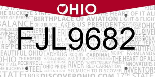 FJL9682 Ohio License Plate